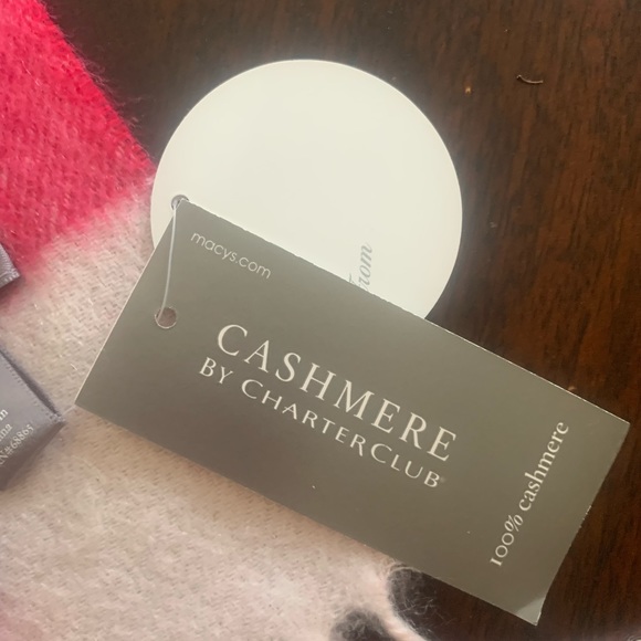NWT Charter Club Pink Plaid Cashmere Scarf GIFT - Picture 4 of 4